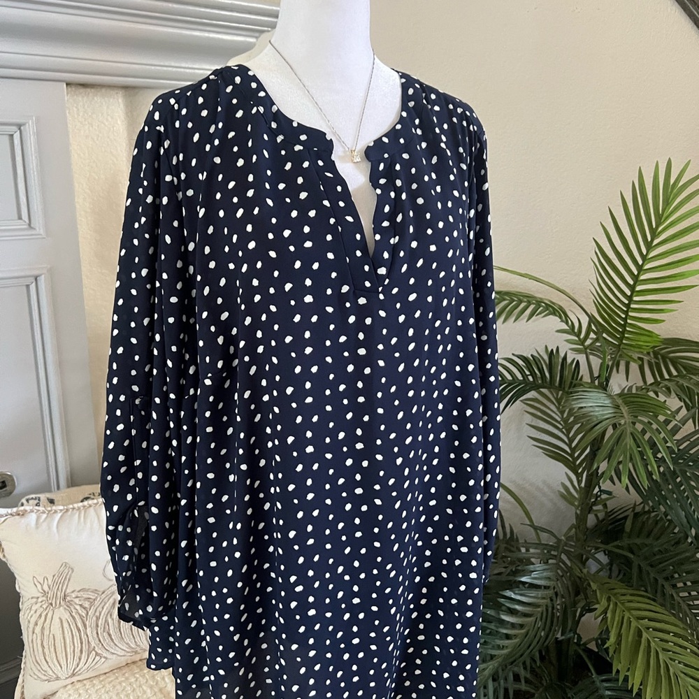 41 Hawthorn Navy and White Polka Dot Blouse - Picture 2 of 8